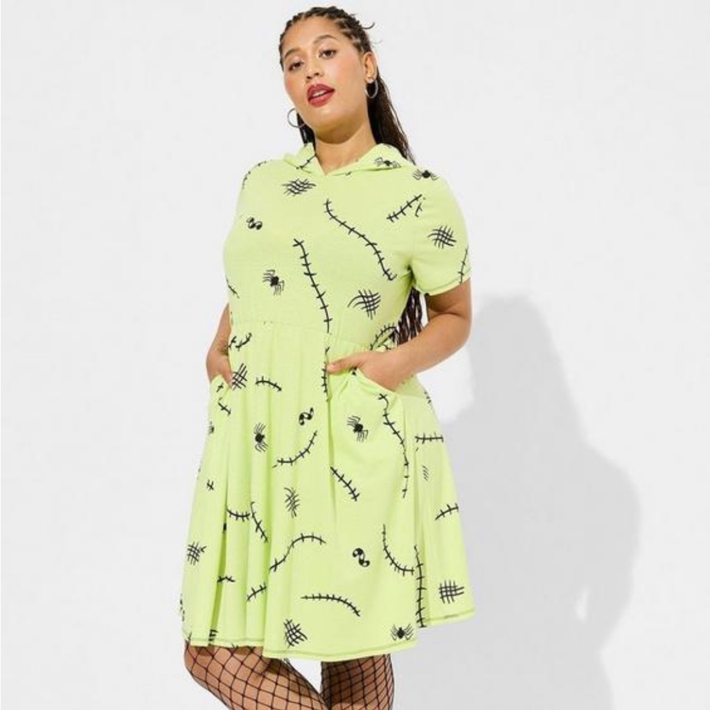 Torrid Disney Nightmare Before Christmas Oogie Boogie Hooded Mini Dress 1x Nwt